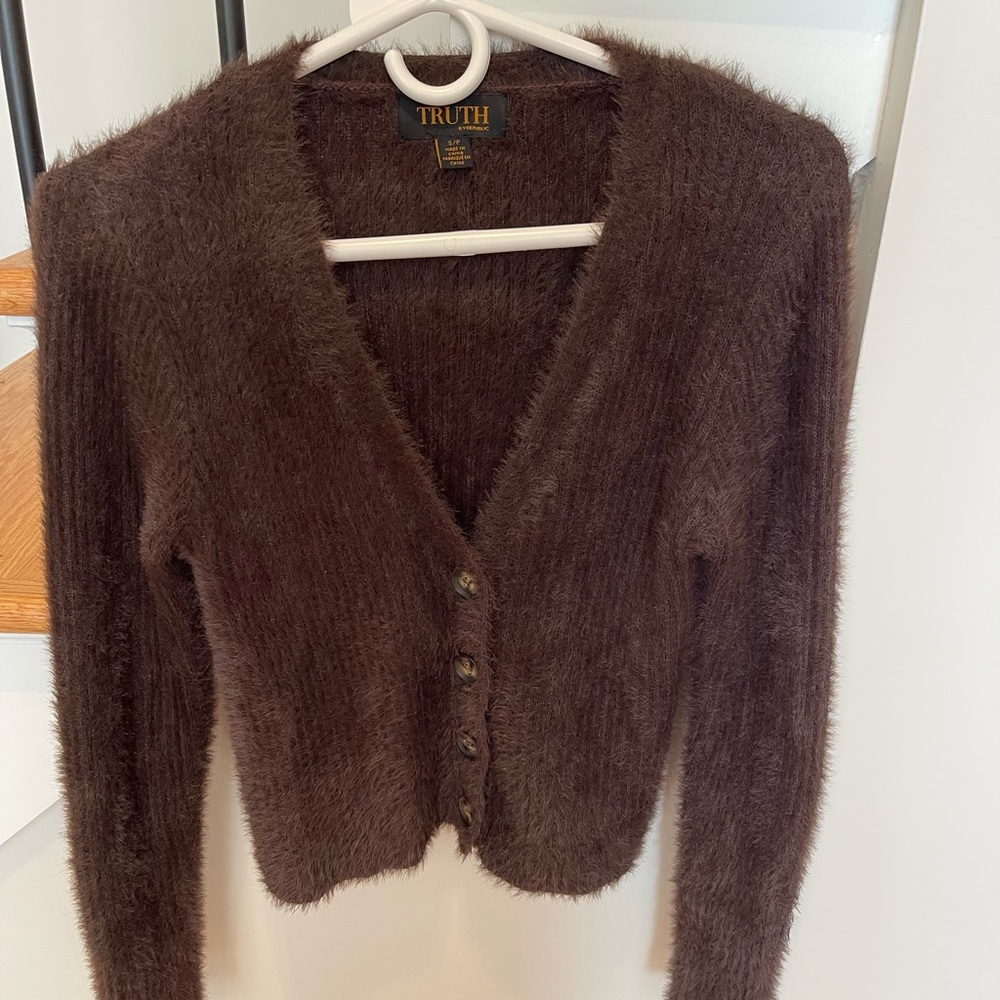 Truth Women's Chocolate Fuzzy Cardigan